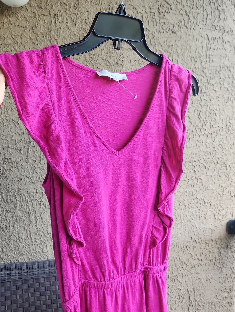 Loft Women’s Pink Ruffle Sleeve V-Neck Dress